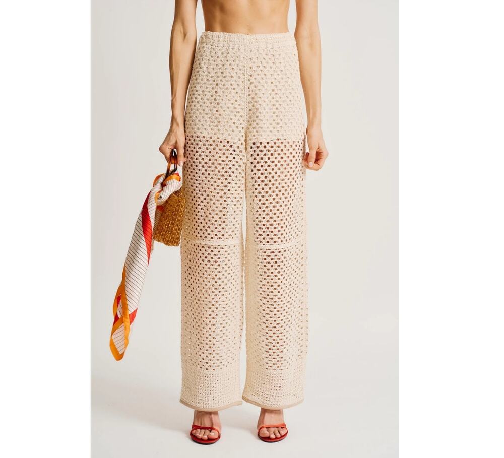 New with Tags! Torn by Ronny Kobo NICOLE PANT Crochet Wide leg Size Medium $178